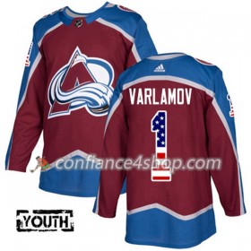 Adidas Maillot de Hockey Colorado Avalanche Semyon Varlamov 1 2017-2018 Rouge USA Flag Fashion Authentic - Enfant